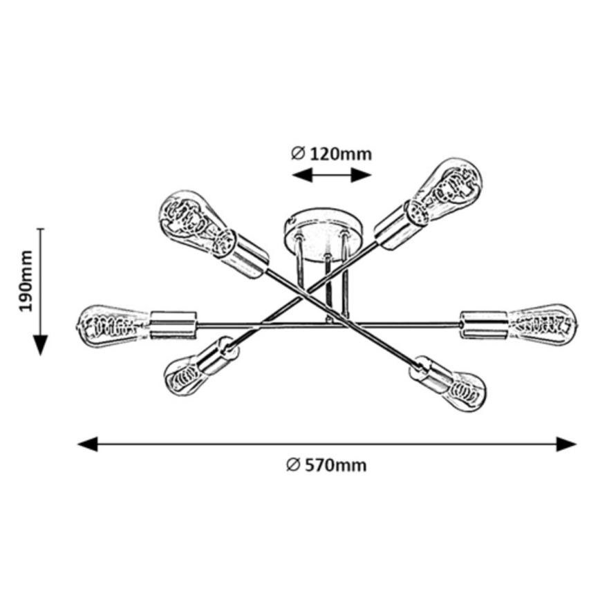 Rabalux - Plafoniera con 6 lampadine E27/25W/230V