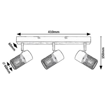 Rabalux - Faretto 3xE14/40W/230V quercia