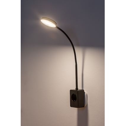 Rabalux - Lampada da parete dimmerabile a LED/4W/230V con porta USB per presa, nera