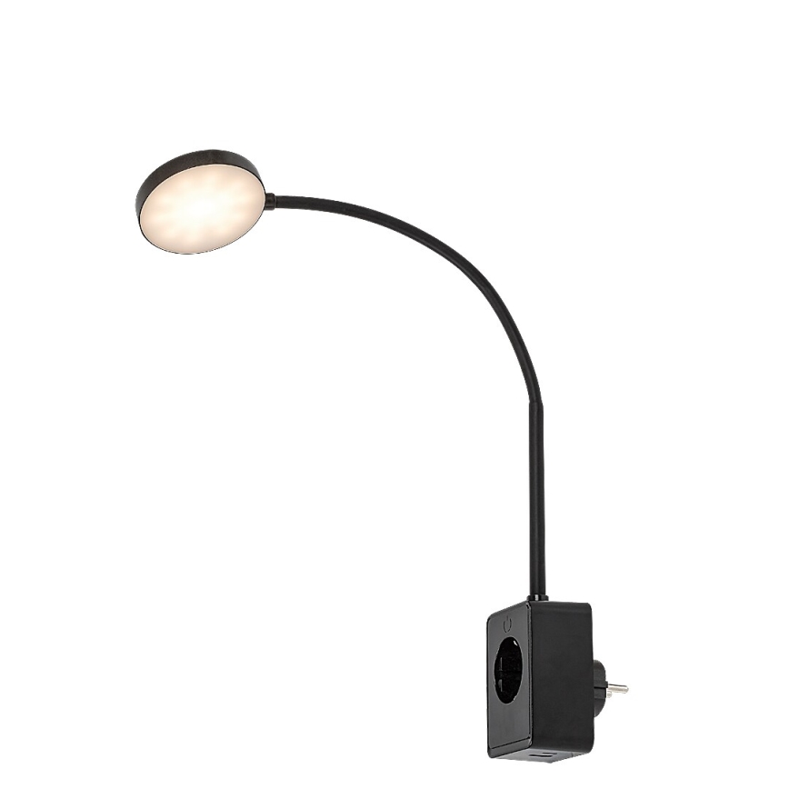 Rabalux - Lampada da parete dimmerabile a LED/4W/230V con porta USB per presa, nera