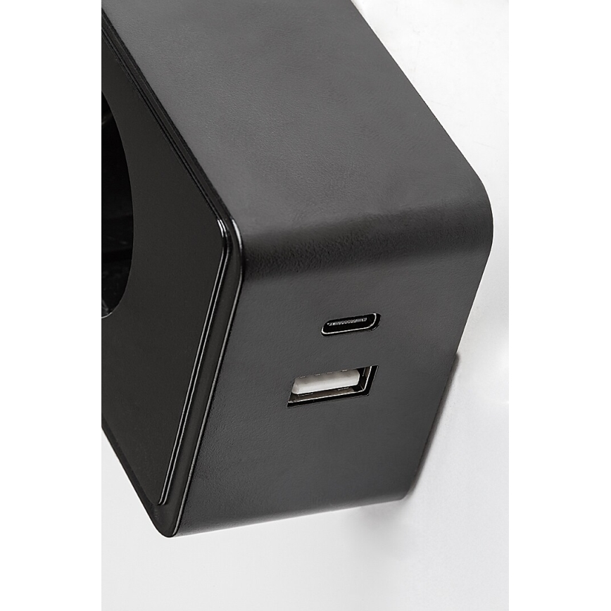 Rabalux - Lampada da parete dimmerabile a LED/4W/230V con porta USB per presa, nera