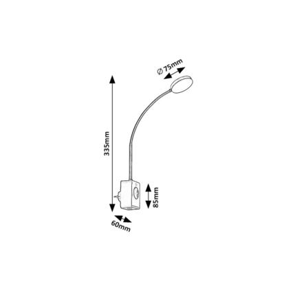 Rabalux - Lampada da parete dimmerabile a LED/4W/230V con porta USB per presa, nera