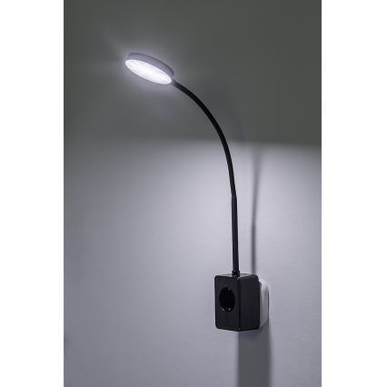 Rabalux - Lampada da parete dimmerabile LED/4W/230V con porta USB per presa 3000/4000/6000K nera