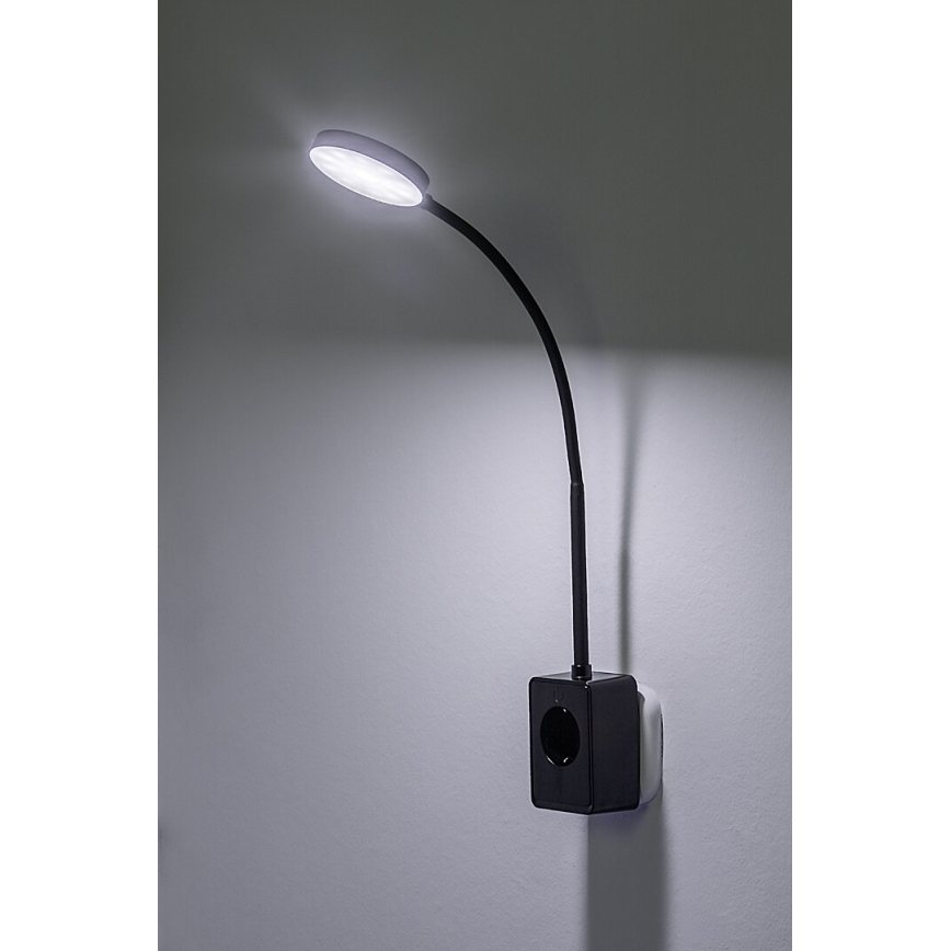 Rabalux - Lampada da parete dimmerabile LED/4W/230V con porta USB per presa 3000/4000/6000K nera