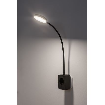 Rabalux - Lampada da parete dimmerabile LED/4W/230V con porta USB per presa 3000/4000/6000K nera