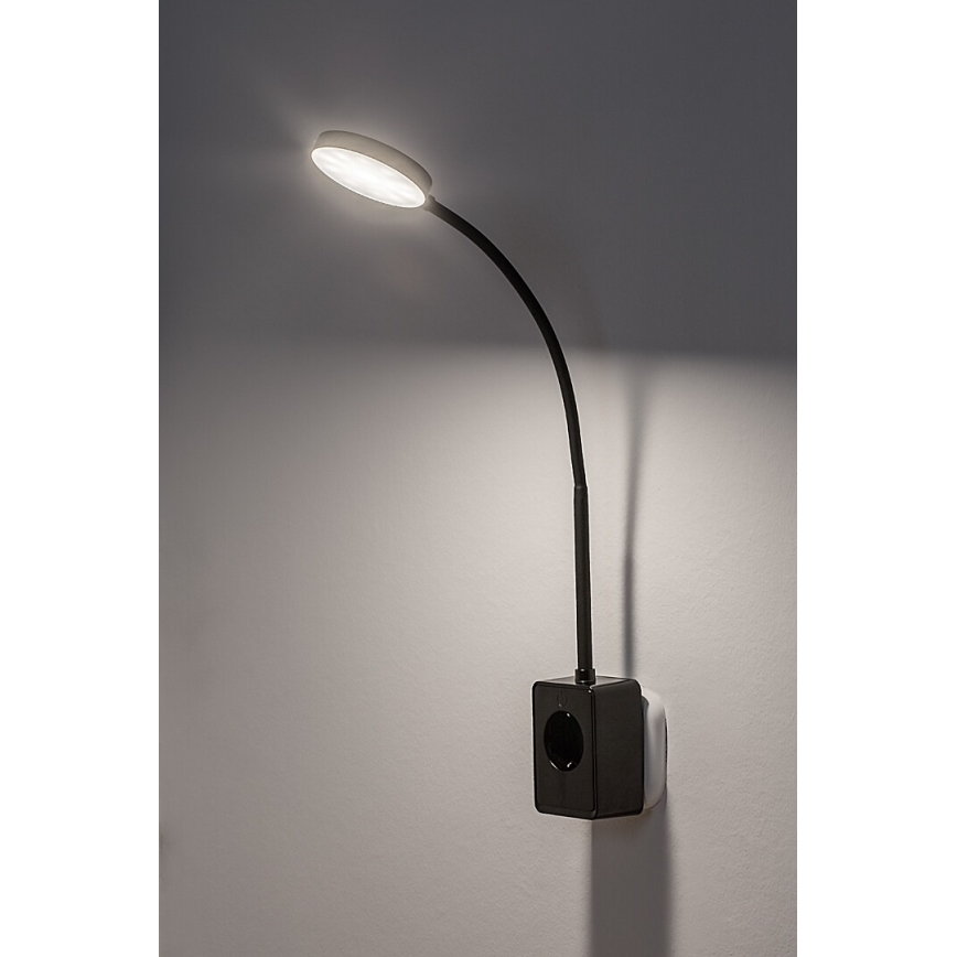 Rabalux - Lampada da parete dimmerabile LED/4W/230V con porta USB per presa 3000/4000/6000K nera