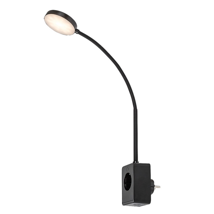 Rabalux - Lampada da parete dimmerabile LED/4W/230V con porta USB per presa 3000/4000/6000K nera