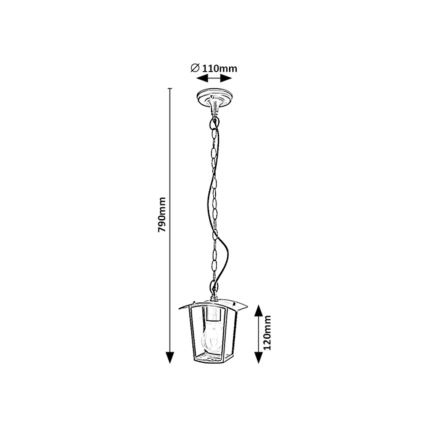 Rabalux - Lampadario da esterno su catena 1xE27/15W/230V IP44