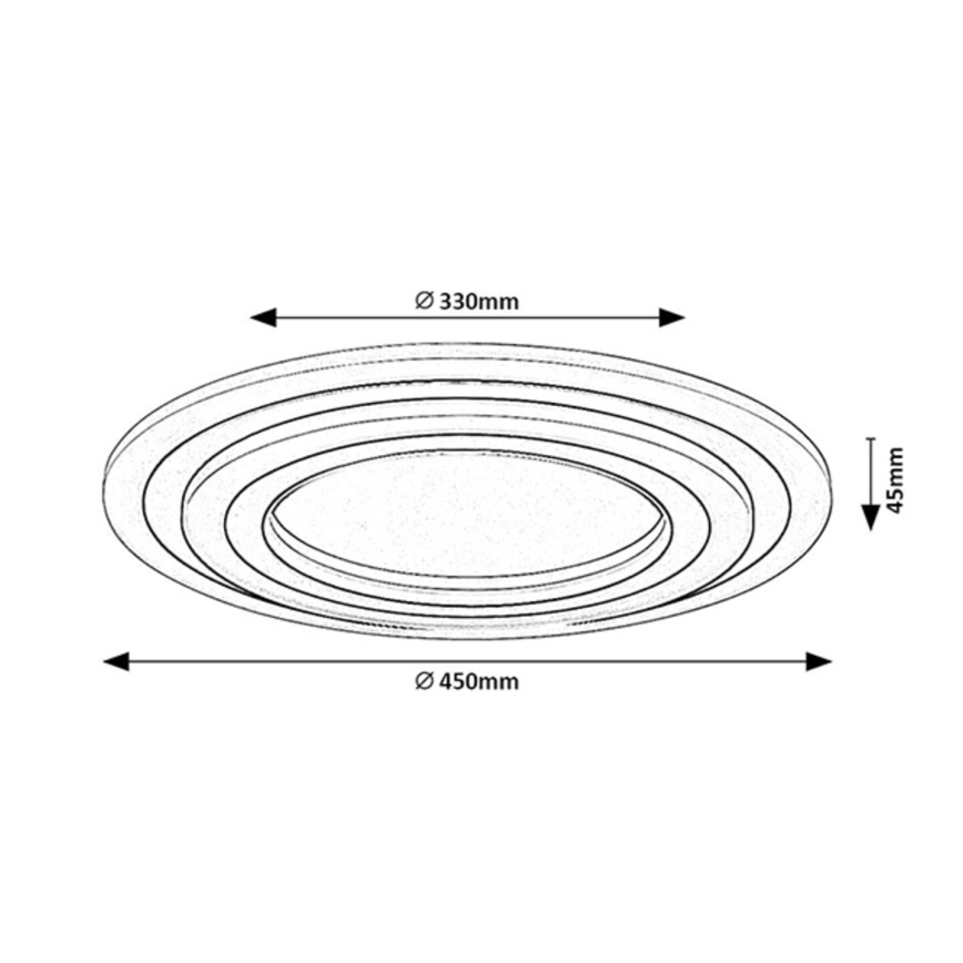 Rabalux - Plafoniera LED dimmerabile 56W/230V 3000/4000/6000K cromo opaco/nero + telecomando Ø 45 cm