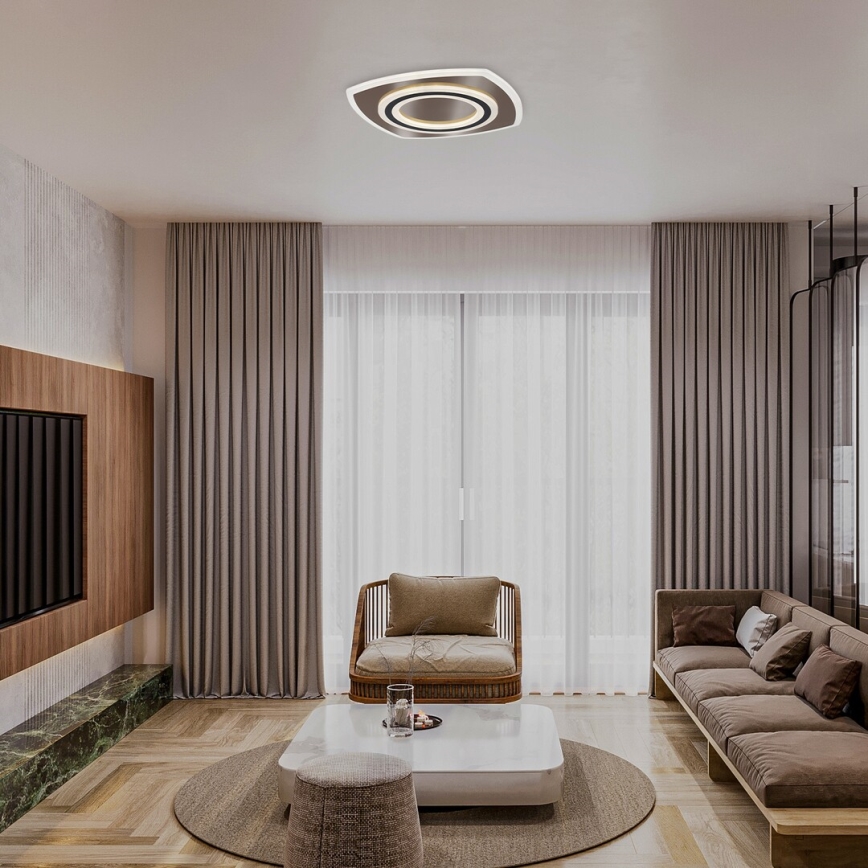 Rabalux - Plafoniera dimmerabile LED/60W/230V 3000/4000/6000K cromo opaco/nero + telecomando 48x48 cm