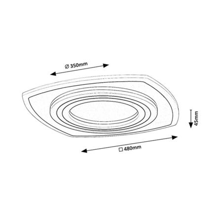 Rabalux - Plafoniera dimmerabile LED/60W/230V 3000/4000/6000K cromo opaco/nero + telecomando 48x48 cm