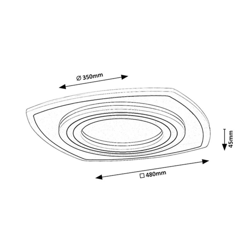 Rabalux - Plafoniera dimmerabile LED/60W/230V 3000/4000/6000K cromo opaco/nero + telecomando 48x48 cm