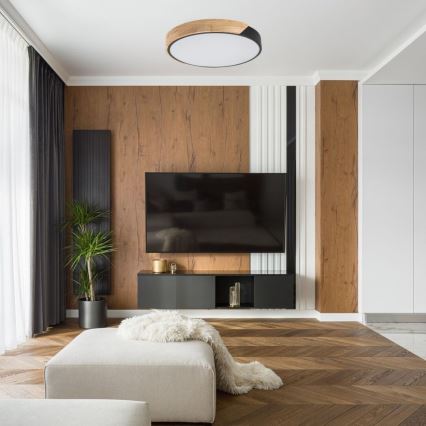 Rabalux - Plafoniera LED/42W/230V 3000/4000/6500K nero/rovere Ø 41 cm