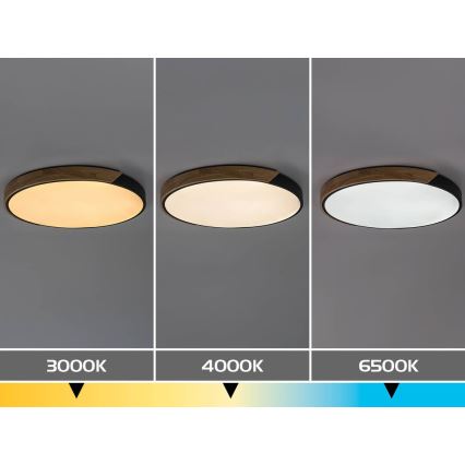 Rabalux - Plafoniera LED/42W/230V 3000/4000/6500K nero/rovere Ø 41 cm