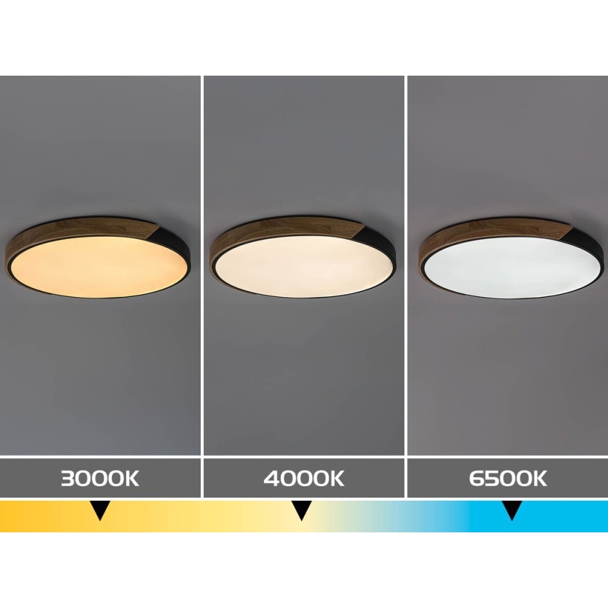 Rabalux - Plafoniera LED/42W/230V 3000/4000/6500K nero/rovere Ø 41 cm
