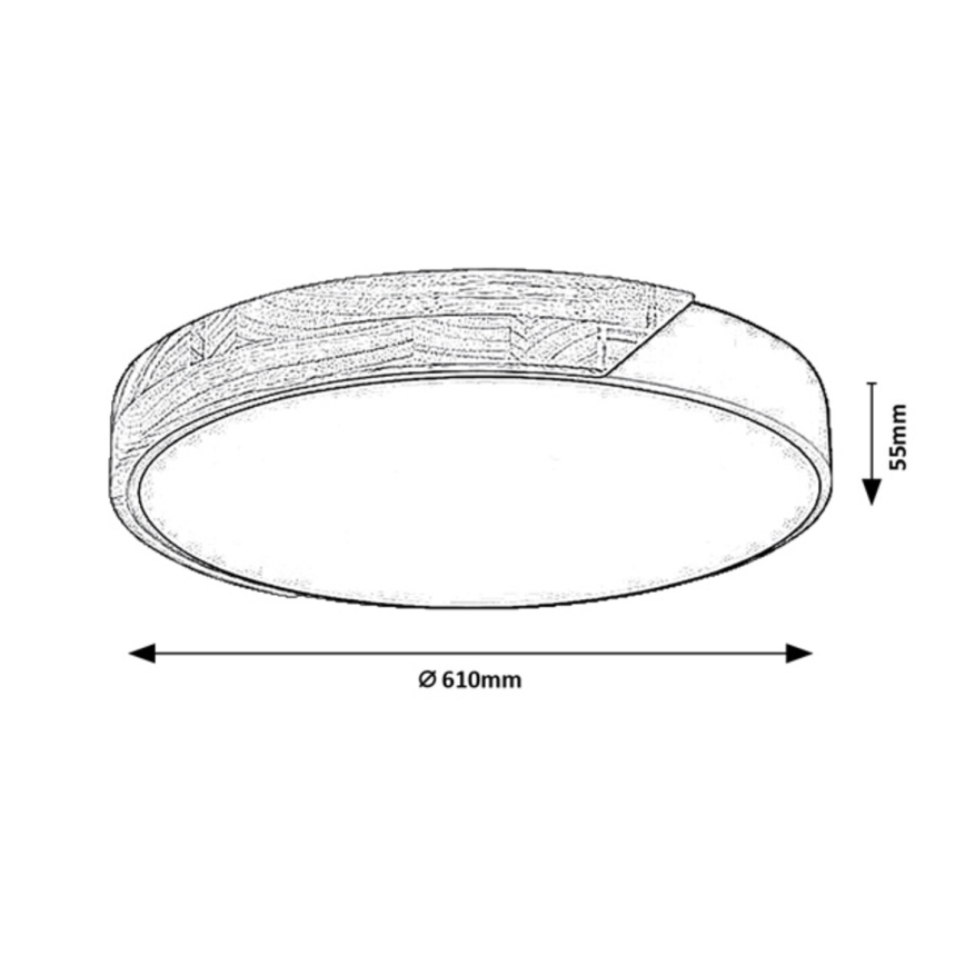 Rabalux - Plafoniera a LED/40W/230V 3000/4000/6500K bianco/rovere Ø 61 cm