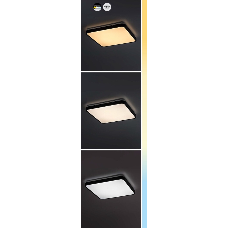 Rabalux - Plafoniera LED da bagno LED/36W/230V 3000/4000/6000K IP44 42x42 cm nero