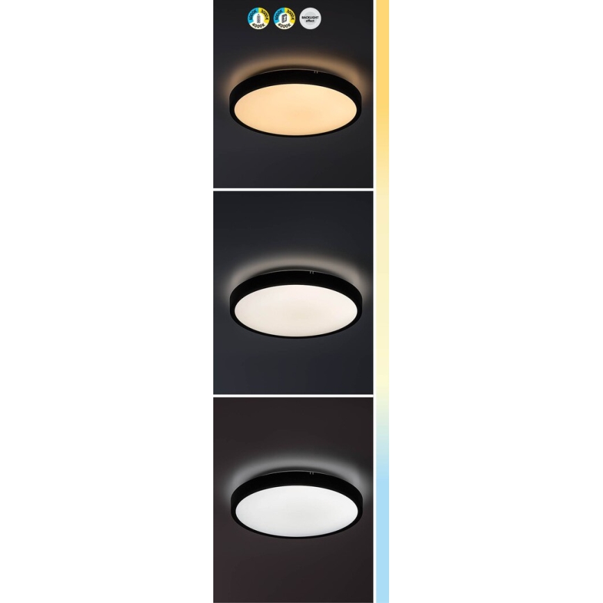 Rabalux - Plafoniera LED dimmerabile da bagno LED/36W/230V 3000-6000K IP44 diametro 42 cm nero + telecomando