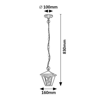 Rabalux - Lampadario da esterno a sospensione con catena 1xE27/40W/230V IP44