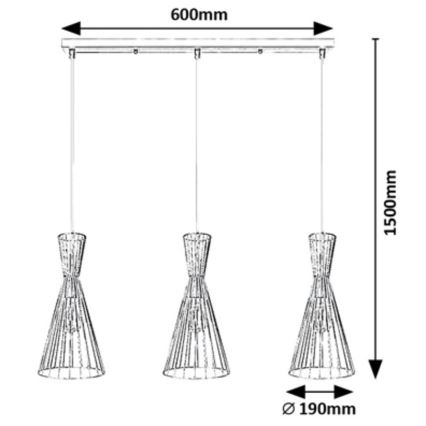 Rabalux - Lampadario a sospensione con filo 3xE27/60W/230V