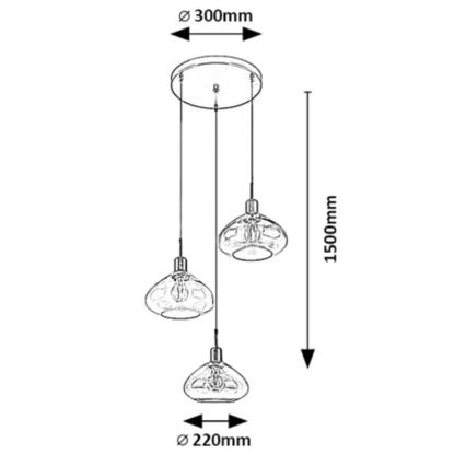 Rabalux - Lampadario a sospensione con filo 3xE27/40W/230V