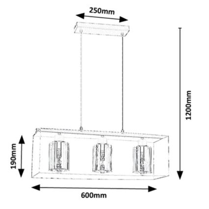 Rabalux - Lampadario a sospensione con filo 3xE27/25W/230V