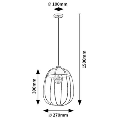 Rabalux - Lampadario a sospensione con filo 1xE27/60W/230V nero/arancione