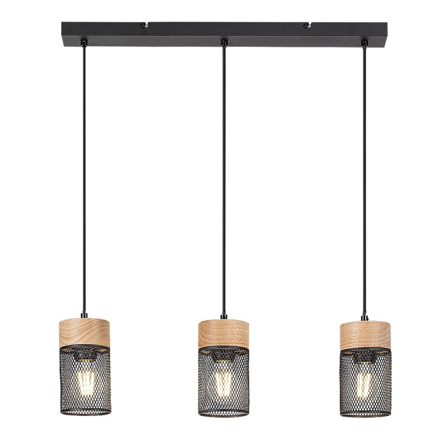 Rabalux - Lampadario a sospensione con filo 3xE27/25W/230V faggio