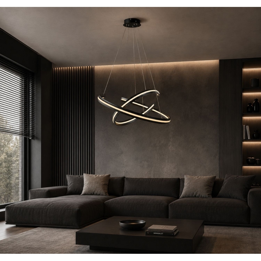 Rabalux - Lampadario LED dimmerabile a cavo LED/80W/230V 3000-6500K nero + telecomando