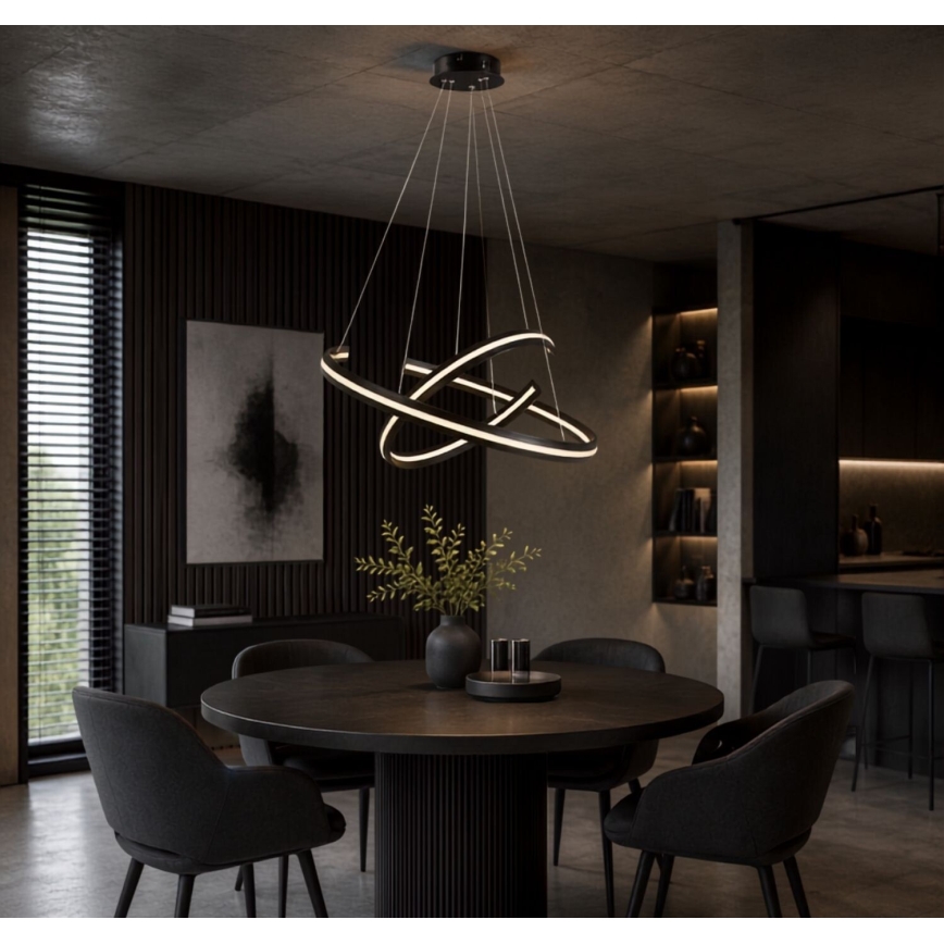 Rabalux - Lampadario LED dimmerabile a cavo LED/80W/230V 3000-6500K nero + telecomando