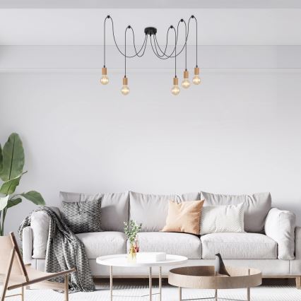 Rabalux - Lampadario a sospensione con cavo 5xE27/60W/230V ragno faggio