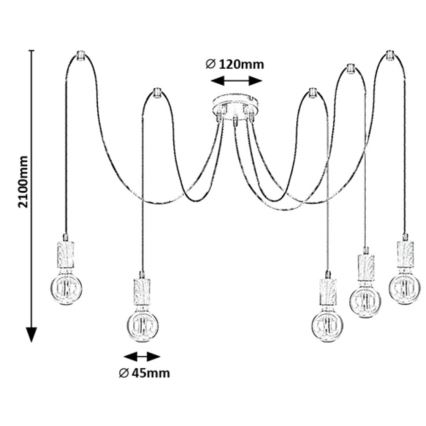 Rabalux - Lampadario a sospensione con cavo 5xE27/60W/230V ragno faggio