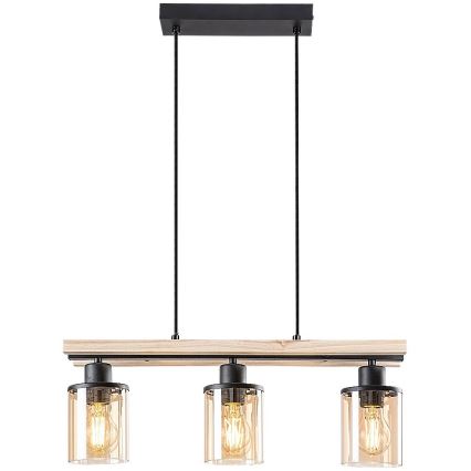 Rabalux - Lampadario a sospensione su cavo 3xE27/25W/230V pino