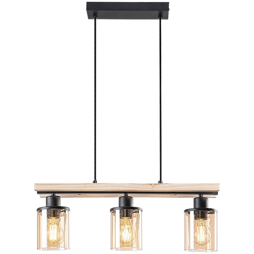 Rabalux - Lampadario a sospensione su cavo 3xE27/25W/230V pino