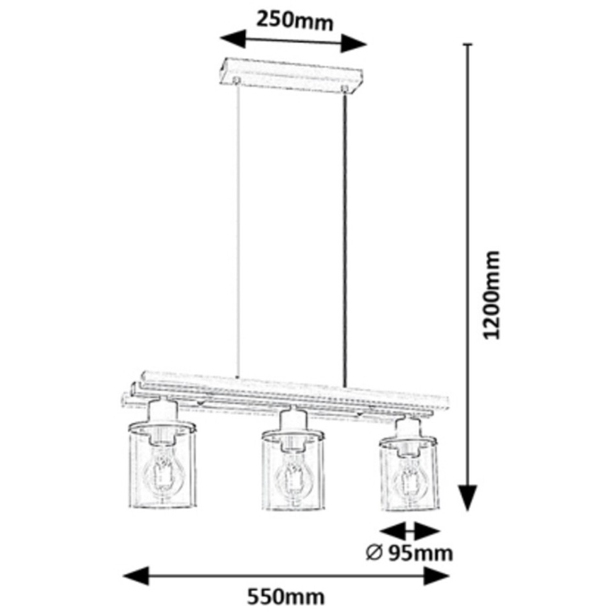 Rabalux - Lampadario a sospensione su cavo 3xE27/25W/230V pino
