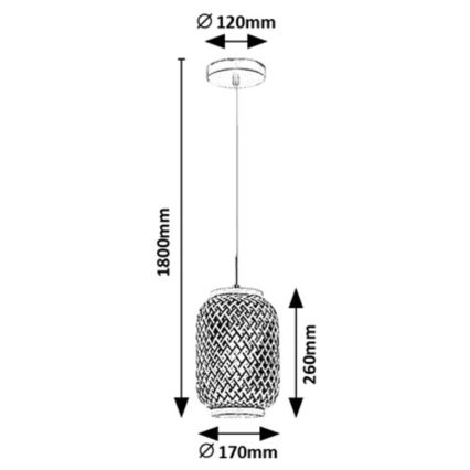 Rabalux - Lampadario a sospensione 1xE27/40W/230V in rattan