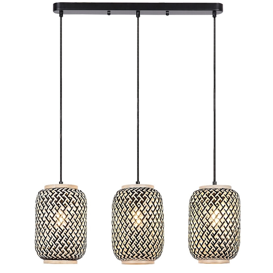 Rabalux - Lampadario a sospensione con filo 3xE27/40W/230V rattan