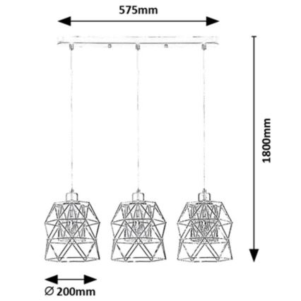 Rabalux - Lampadario a sospensione con cavo 3xE27/40W/230V