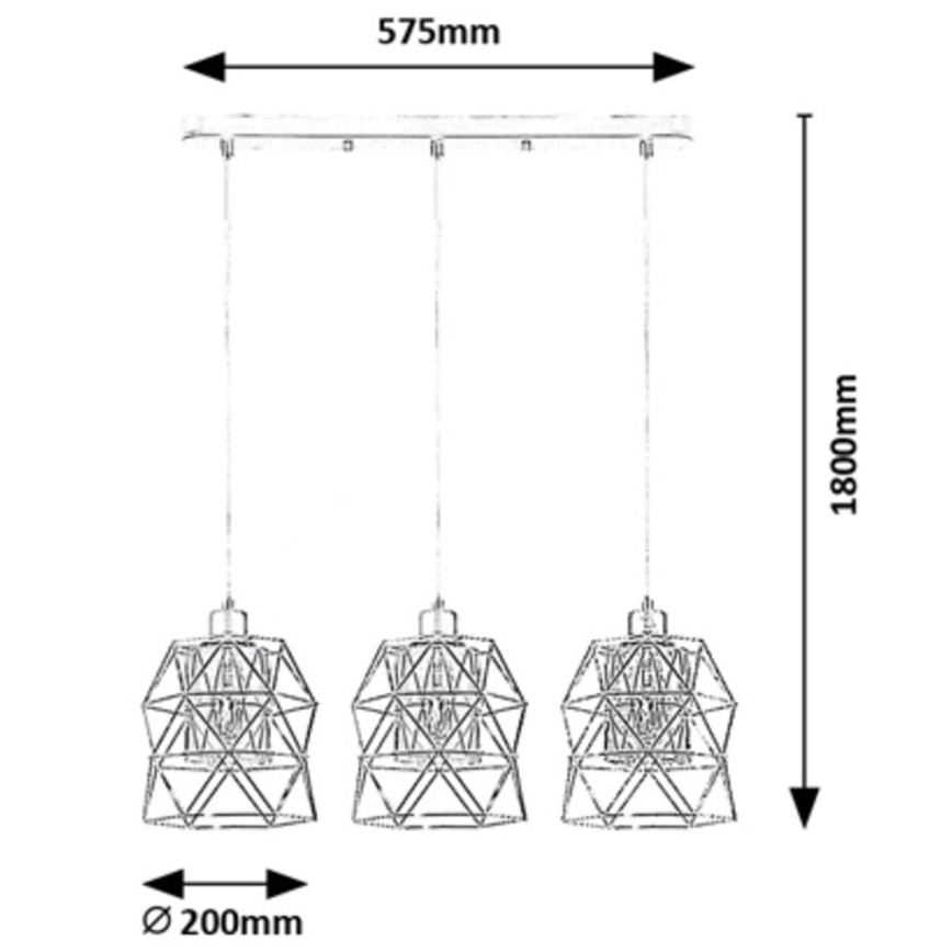 Rabalux - Lampadario a sospensione con cavo 3xE27/40W/230V