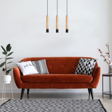 Rabalux - Lampadario a sospensione con cavo 3xGU10/50W/230V faggio
