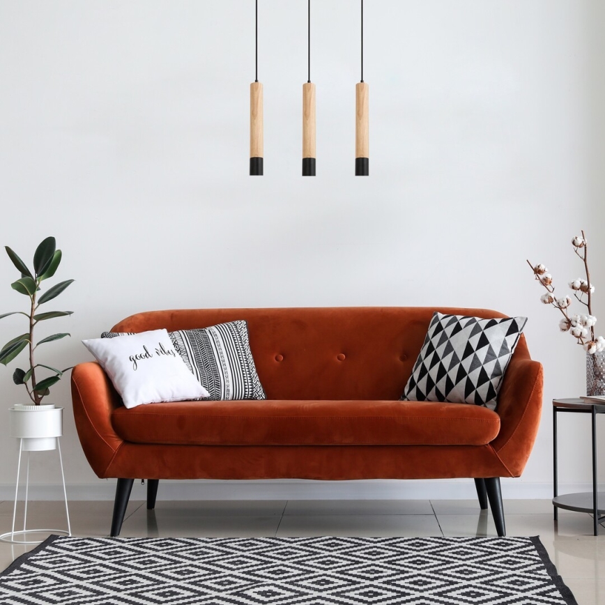Rabalux - Lampadario a sospensione con cavo 3xGU10/50W/230V faggio