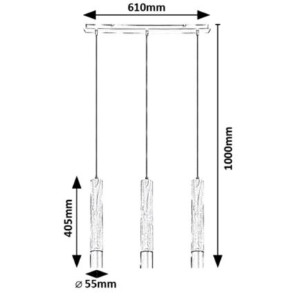 Rabalux - Lampadario a sospensione con cavo 3xGU10/50W/230V faggio