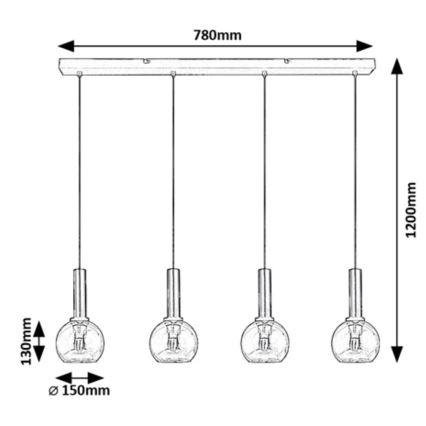 Rabalux - Lampadario a sospensione con filo 4xE27/40W/230V