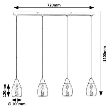 Rabalux - Lampadario a sospensione con filo 4xE27/15W/230V