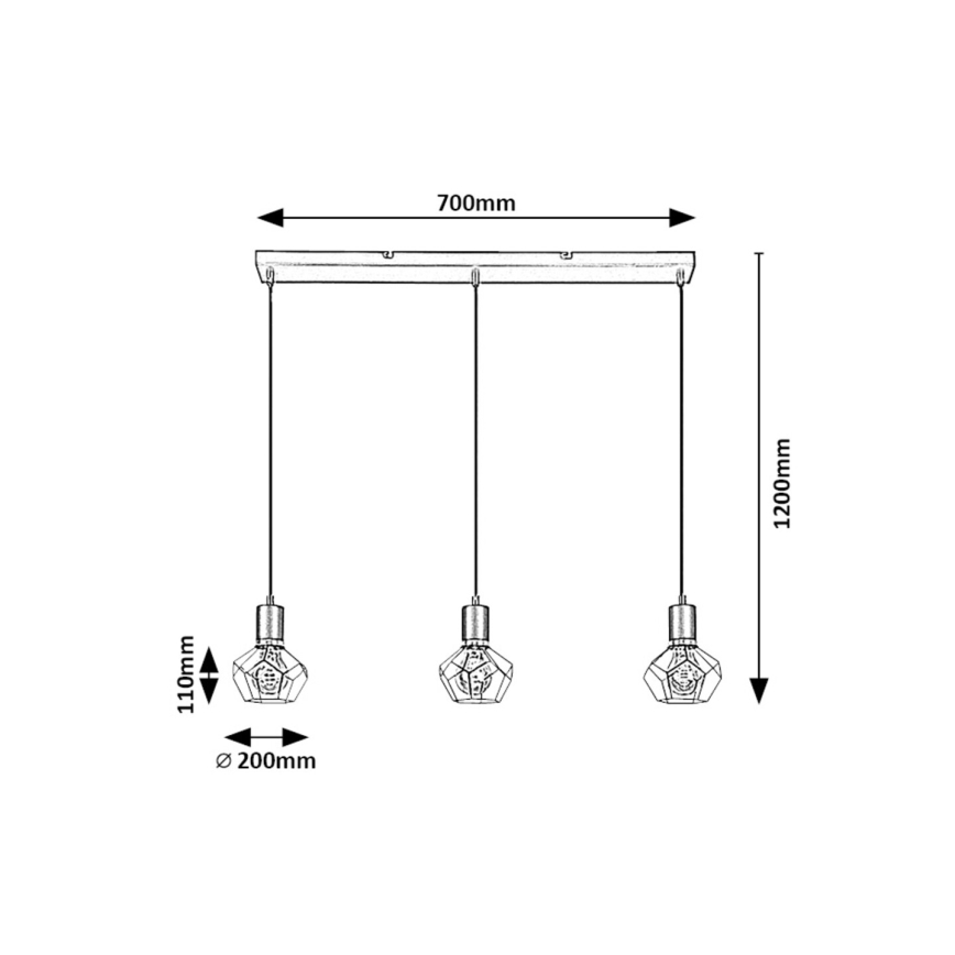 Rabalux - Lampadario a sospensione con filo 3xE27/40W/230V