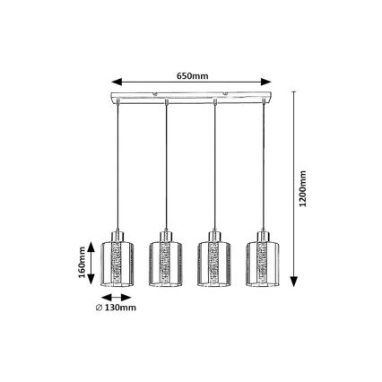 Rabalux - Lampadario a sospensione con filo 4xE27/40W/230V