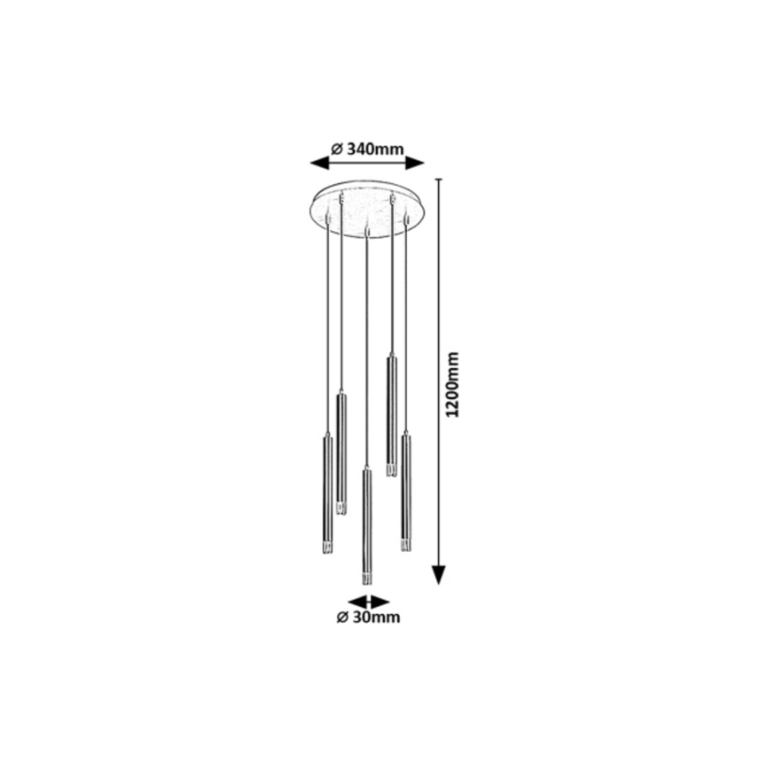 Rabalux - Lampadario a sospensione con filo 5xG9/5W/230V nero