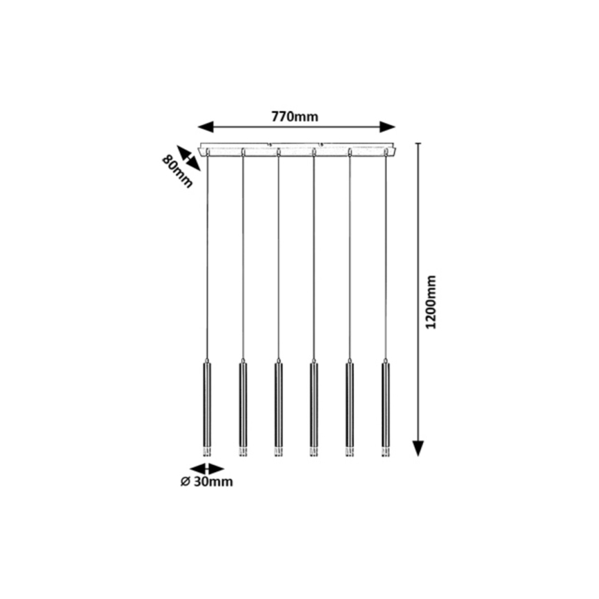 Rabalux - Lampadario a sospensione con filo 6xG9/5W/230V nero
