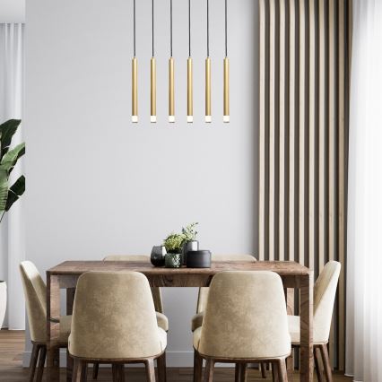 Rabalux - Lampadario a sospensione con filo 6xG9/5W/230V oro