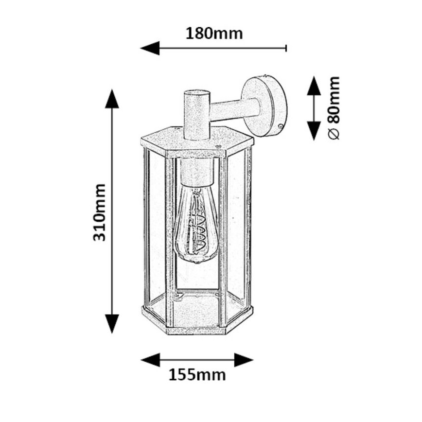 Rabalux - Lampada da parete esterna 1xE27/40W/230V IP44